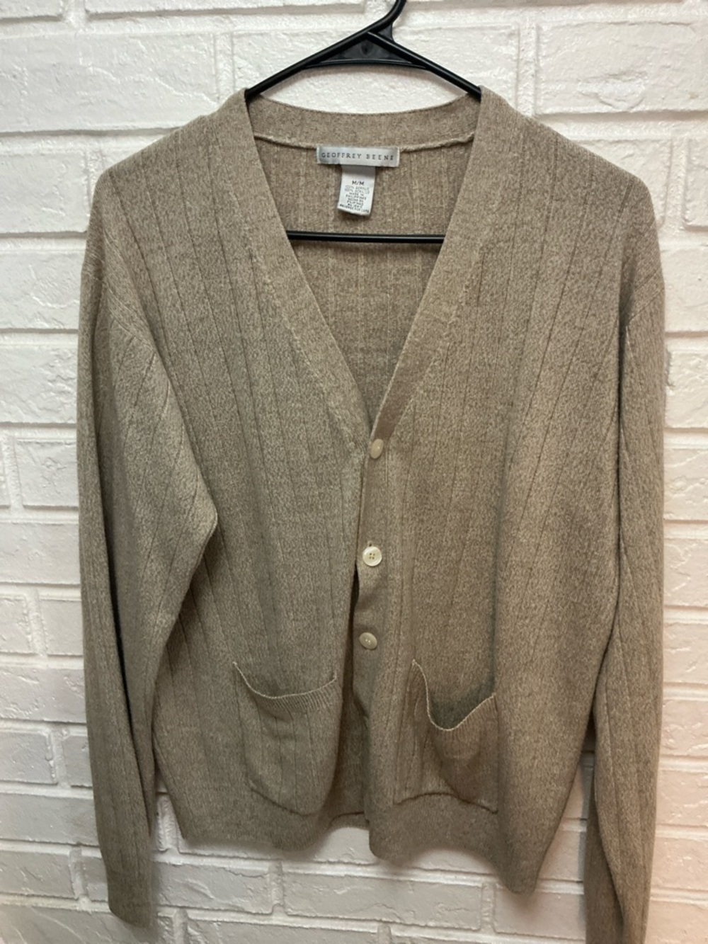 Geoffrey Beene Men’s Cardigan Golf Sweater Grandpa/Preppy Oatmeal Color Sz M
